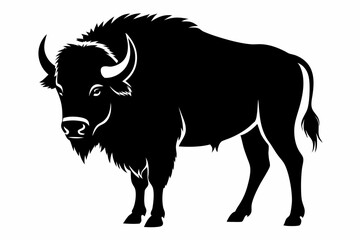 bison silhouette line art vector illustration with a white background