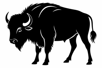 bison silhouette line art vector illustration with a white background