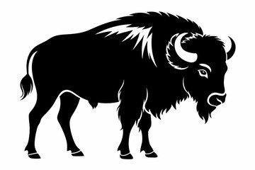 bison silhouette line art vector illustration with a white background