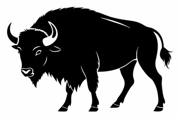 bison silhouette line art vector illustration with a white background