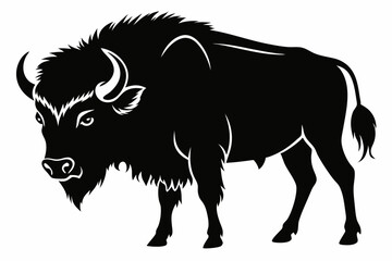 bison silhouette line art vector illustration with a white background