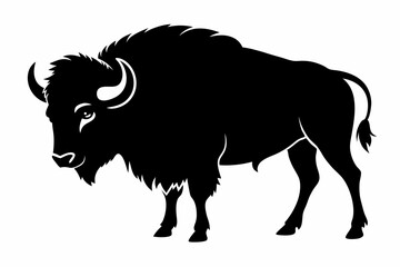 bison silhouette line art vector illustration with a white background