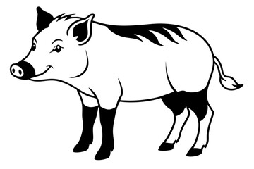 boar silhouette line art vector illustration with a white background