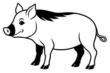 boar silhouette line art vector illustration with a white background