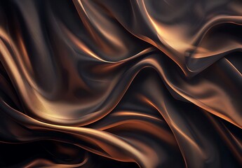 Fototapeta premium Wavy folds of copper silk fabric add elegance and depth to this widescreen background