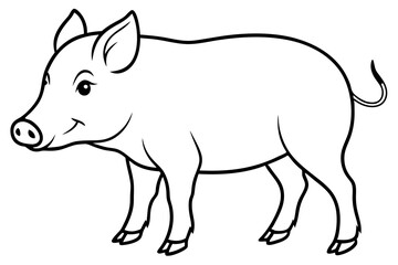 boar silhouette line art vector illustration with a white background
