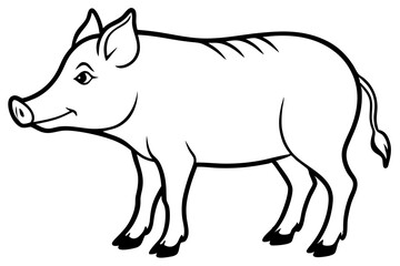 boar silhouette line art vector illustration with a white background