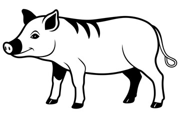 boar silhouette line art vector illustration with a white background