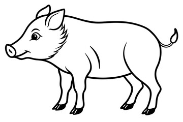 boar silhouette line art vector illustration with a white background
