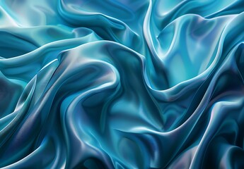 Wavy folds of sea blue silk fabric add elegance and depth to this widescreen background
