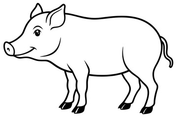 boar silhouette line art vector illustration with a white background