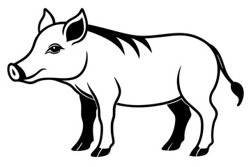 boar silhouette line art vector illustration with a white background