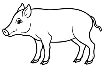 boar silhouette line art vector illustration with a white background
