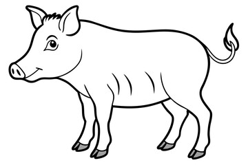 boar silhouette line art vector illustration with a white background