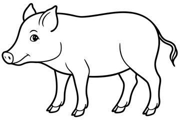 boar silhouette line art vector illustration with a white background