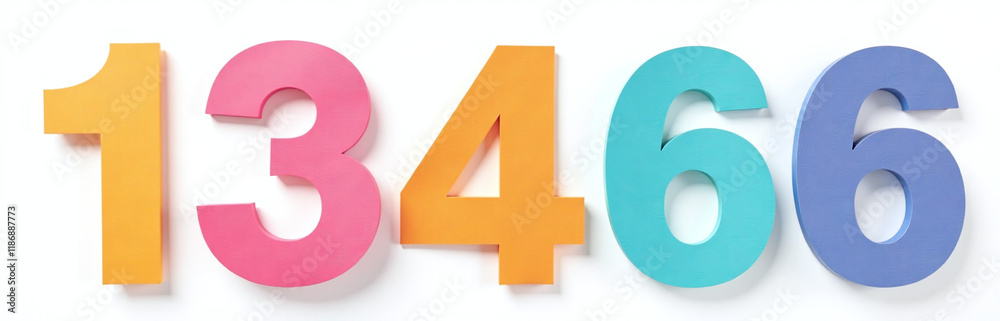Aufkleber A Set Of Colorful Paper Numbers Isolated On A White Background With Transparent Png Image Overlay For Graphic Design Use. 00002