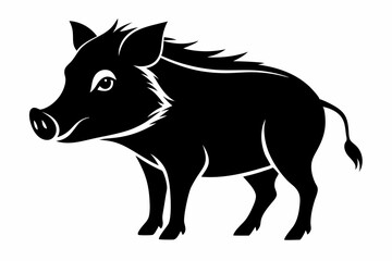 boar silhouette line art vector illustration with a white background