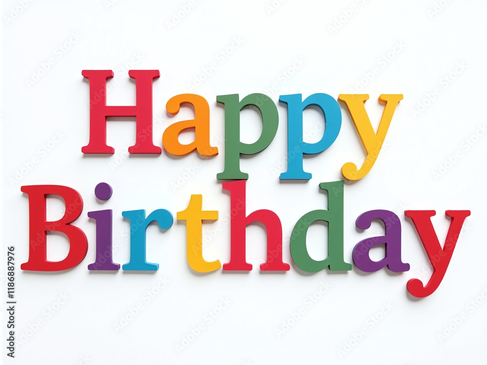 Poster A Set Of Colorful Paper Letters Forming A Happy Birthday Message Isolated On A White Background In High Resolution Png Format. 00001