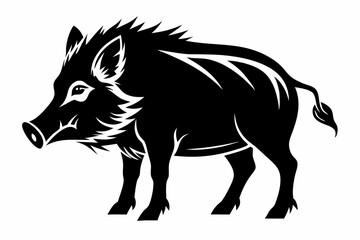 boar silhouette line art vector illustration with a white background