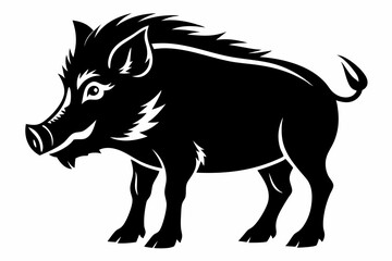 boar silhouette line art vector illustration with a white background