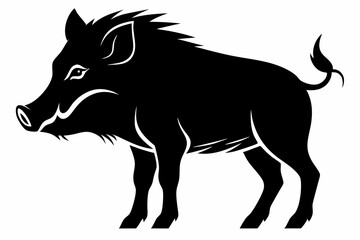 boar silhouette line art vector illustration with a white background