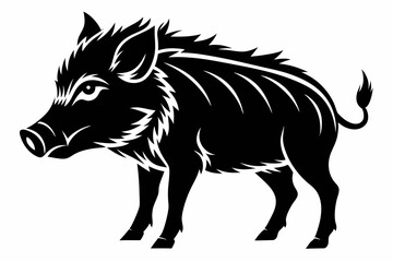 boar silhouette line art vector illustration with a white background