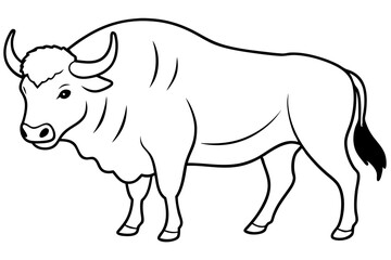 buffalo silhouette line art vector illustration with a white background