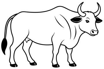 buffalo silhouette line art vector illustration with a white background