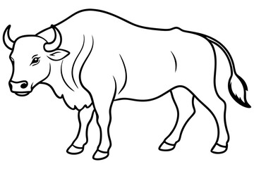 buffalo silhouette line art vector illustration with a white background