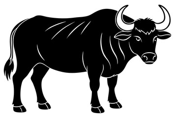 buffalo silhouette line art vector illustration with a white background