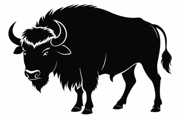 buffalo silhouette line art vector illustration with a white background