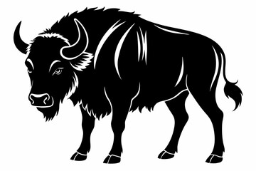 buffalo silhouette line art vector illustration with a white background
