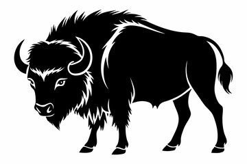 buffalo silhouette line art vector illustration with a white background