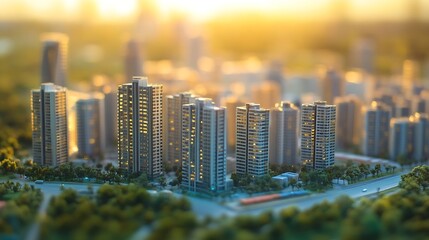 Fototapeta premium Vibrant Urban Landscape at Sunrise Capturing Stunning Modern Architecture and City Skylines : Generative AI