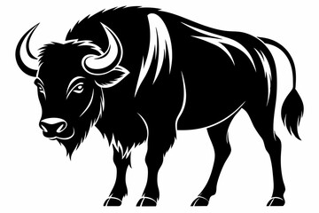 buffalo silhouette line art vector illustration with a white background