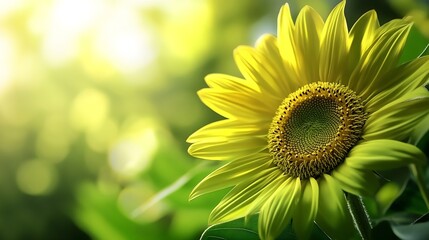 Obraz premium Radiant Sunflower Bloom in Warm Glowing Sunlight Perfect Summer Scene : Generative AI
