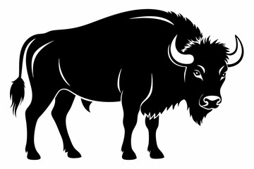buffalo silhouette line art vector illustration with a white background
