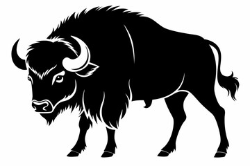 buffalo silhouette line art vector illustration with a white background