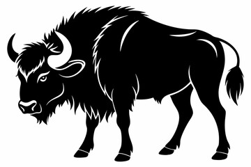 buffalo silhouette line art vector illustration with a white background