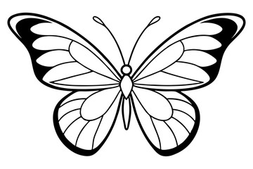 butterfly silhouette line art vector illustration with a white background
