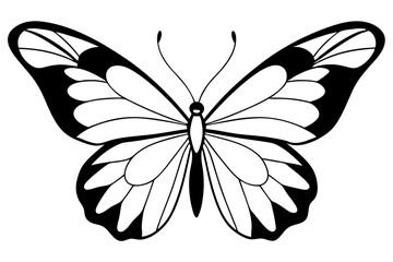 butterfly silhouette line art vector illustration with a white background