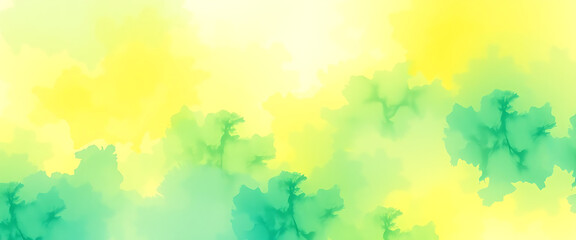 Abstract Green And Yellow Watercolor Painting