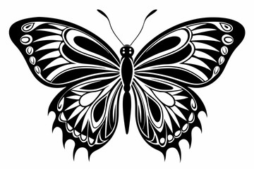 butterfly silhouette line art vector illustration with a white background