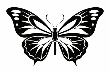 butterfly silhouette line art vector illustration with a white background