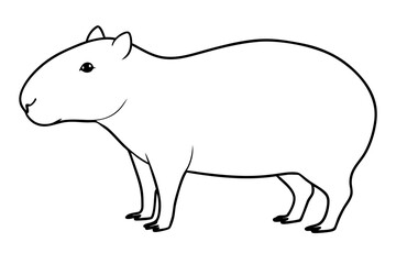 capybara silhouette line art vector illustration with a white background