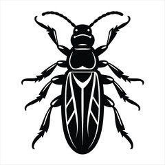 Soldier Beetle silhouette vector illustration on white background