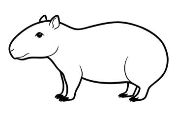 capybara silhouette line art vector illustration with a white background