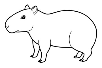 capybara silhouette line art vector illustration with a white background
