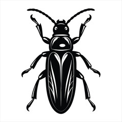 Soldier Beetle silhouette vector illustration on white background