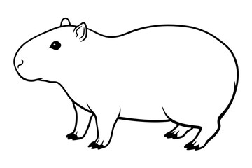 capybara silhouette line art vector illustration with a white background